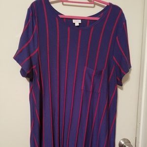 LuLaRoe Carly - 2XL - Pink stripes on navy